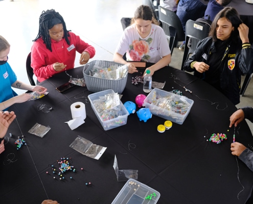 Fuelled with delicious cupcakes and supplemented with pizza offerings, they were organised into circulating groups of 10 – 12 and set up to enjoy the interactive activities.